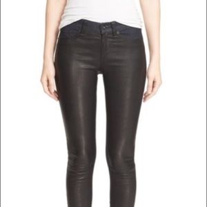 Rag & Bone Leather Panel Skinny Jeans (Essex) NWT
